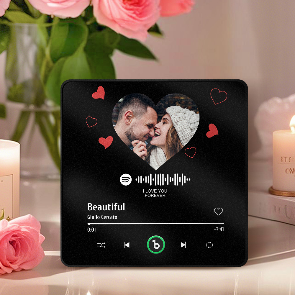 Custom Couple Commemorative Photo Music Fridge Magnet Personalized Photo Music Fridge Magnet Valentine Gift for Her Anniversary Gift for Him