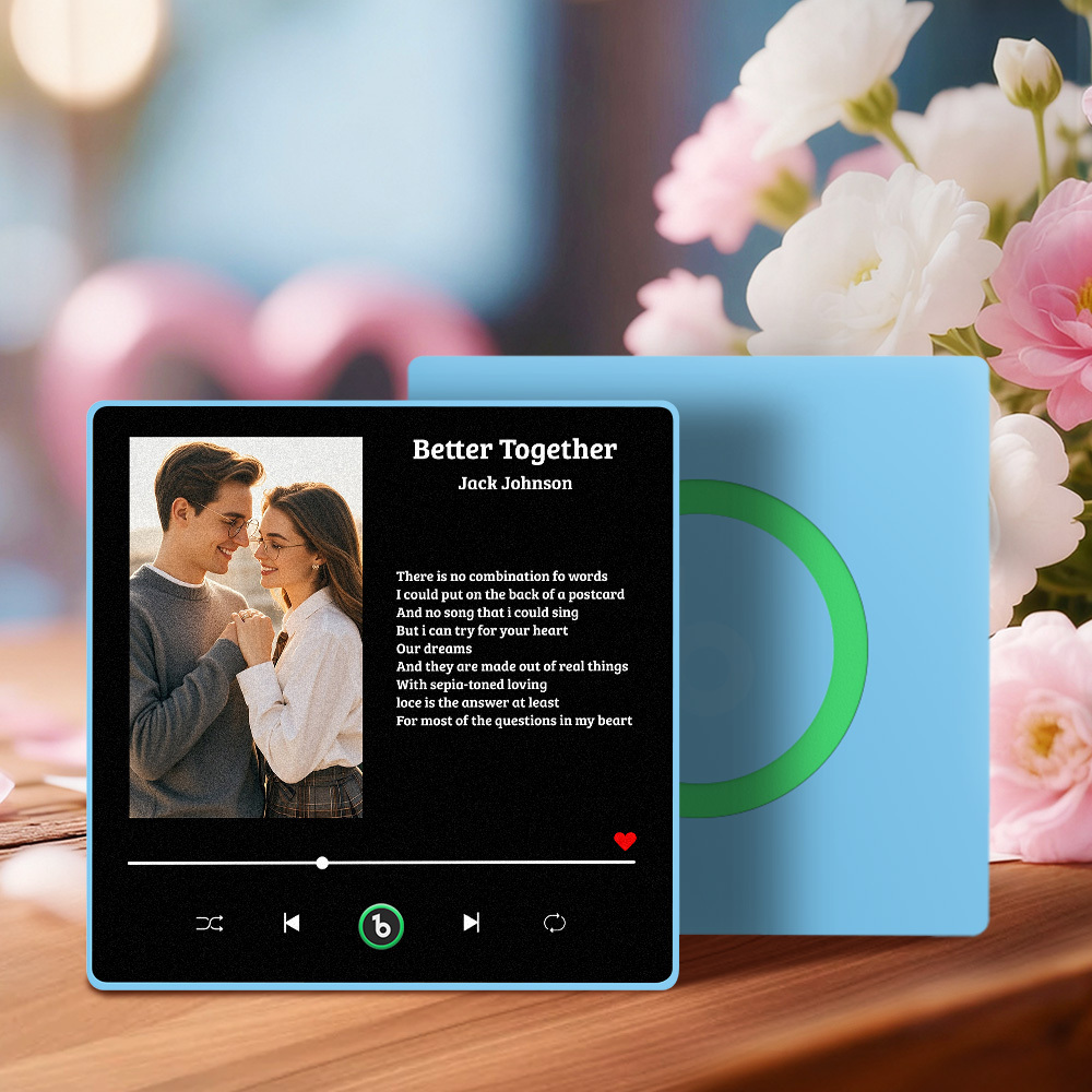 Custom Lyric Music Fridge Magnet Personalized Couple Photo Song Quote Decor Interactive Gift - Fridgebeats