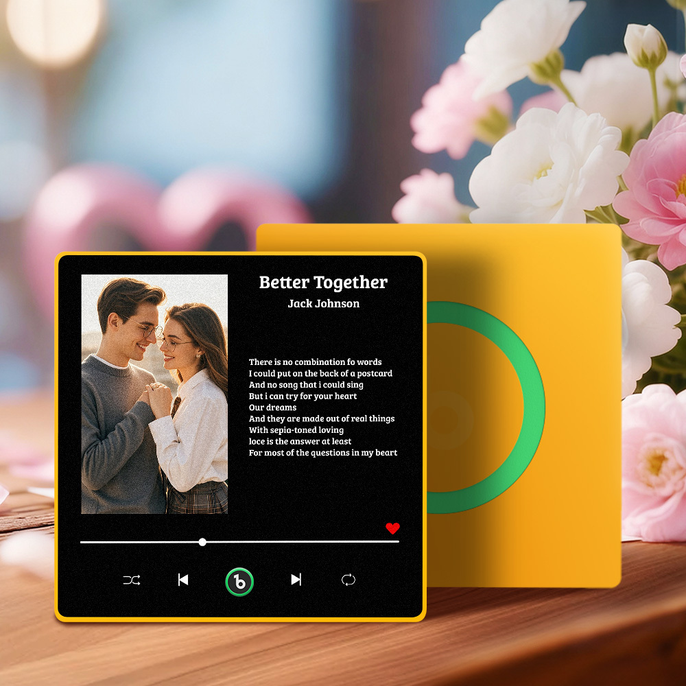 Custom Lyric Music Fridge Magnet Personalized Couple Photo Song Quote Decor Interactive Gift - Fridgebeats