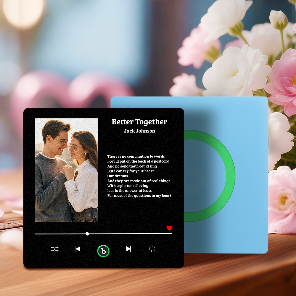 Custom Lyric Music Fridge Magnet Personalized Couple Photo Song Quote Decor Interactive Gift - Fridgebeats