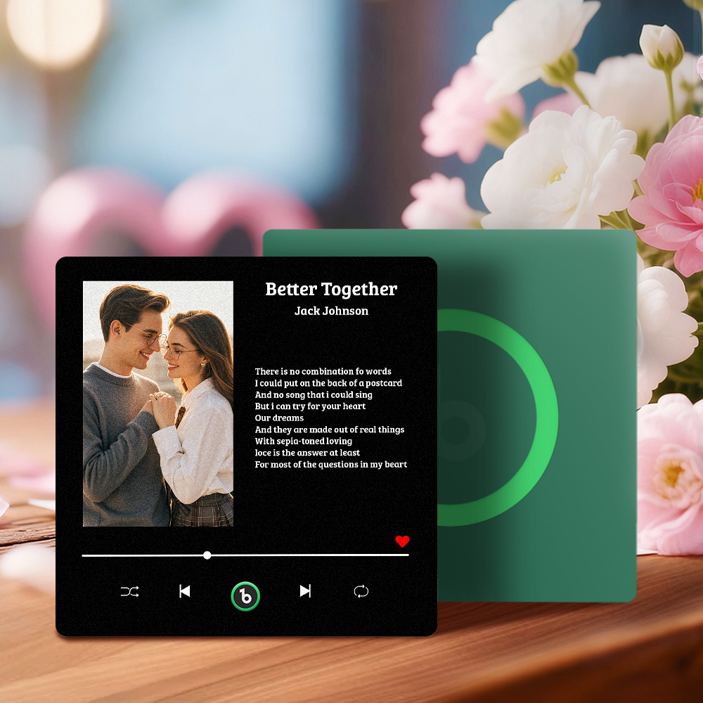 Custom Lyric Music Fridge Magnet Personalized Couple Photo Song Quote Decor Interactive Gift - Fridgebeats