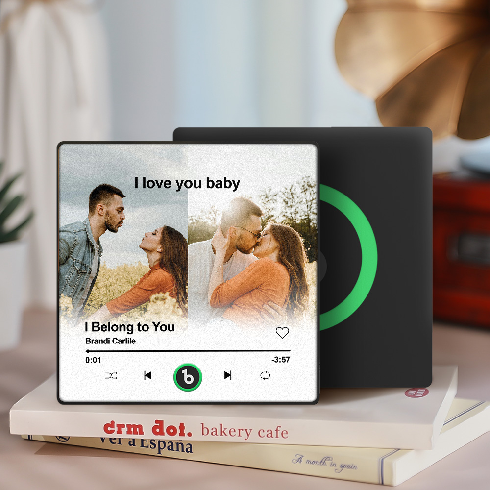 Custom Music Fridge Magnet Personalized 2 Photos Song Magnet Valentine's Day Anniversary Gift for Lover