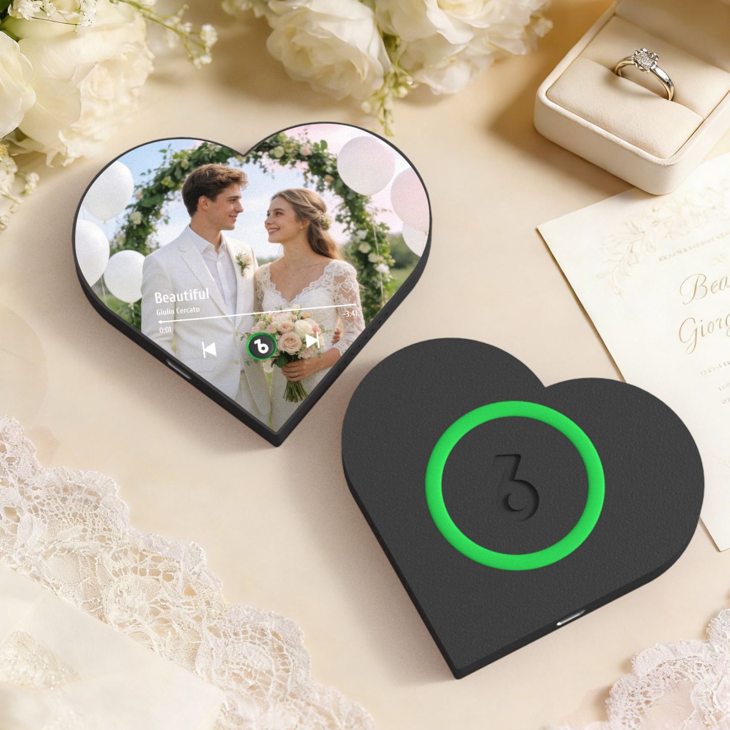 Custom Heart-Shaped Music Photo Fridge Magnet Romantic Gift for Couples Wedding Gifts