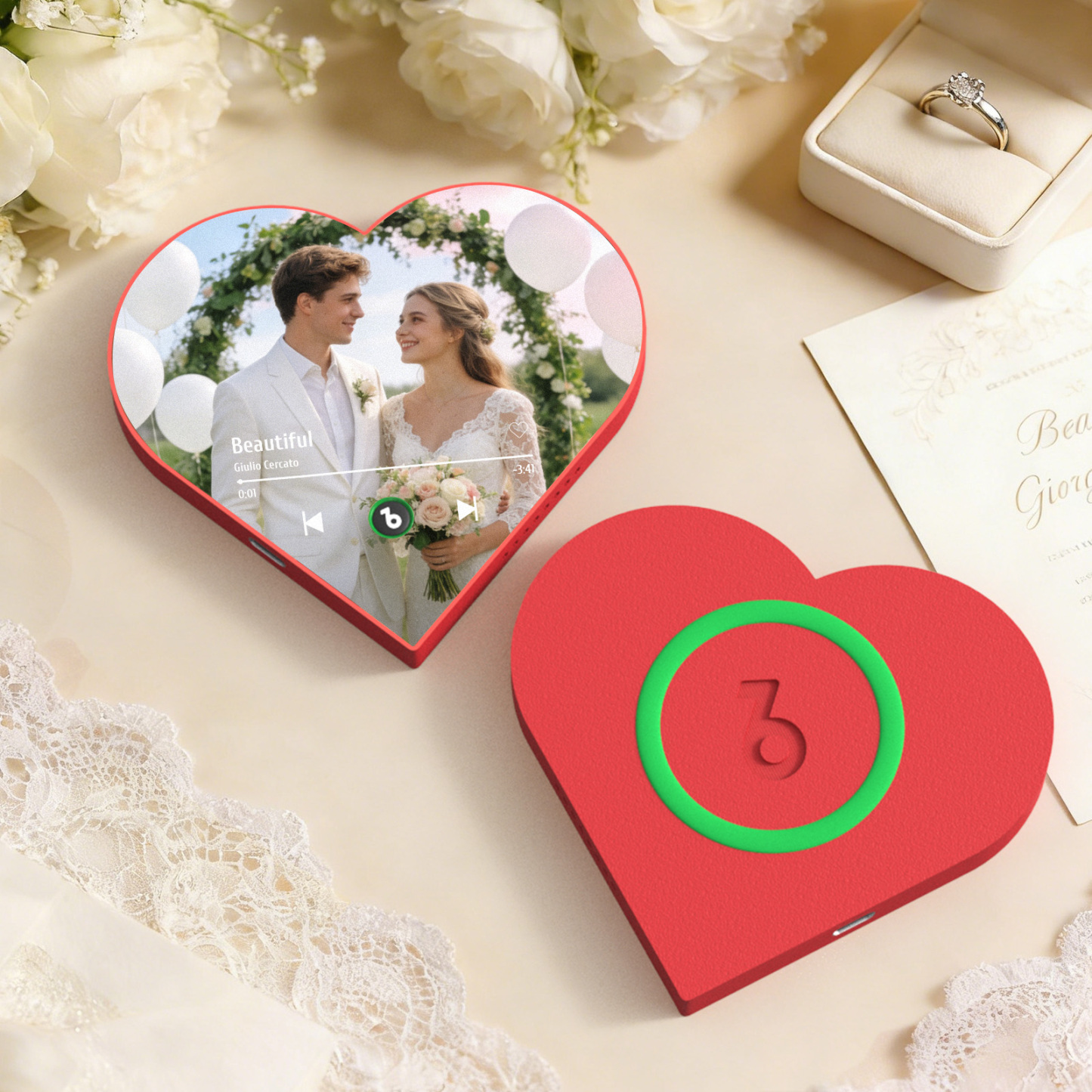 Custom Heart-Shaped Music Photo Fridge Magnet Romantic Gift for Couples Wedding Gifts