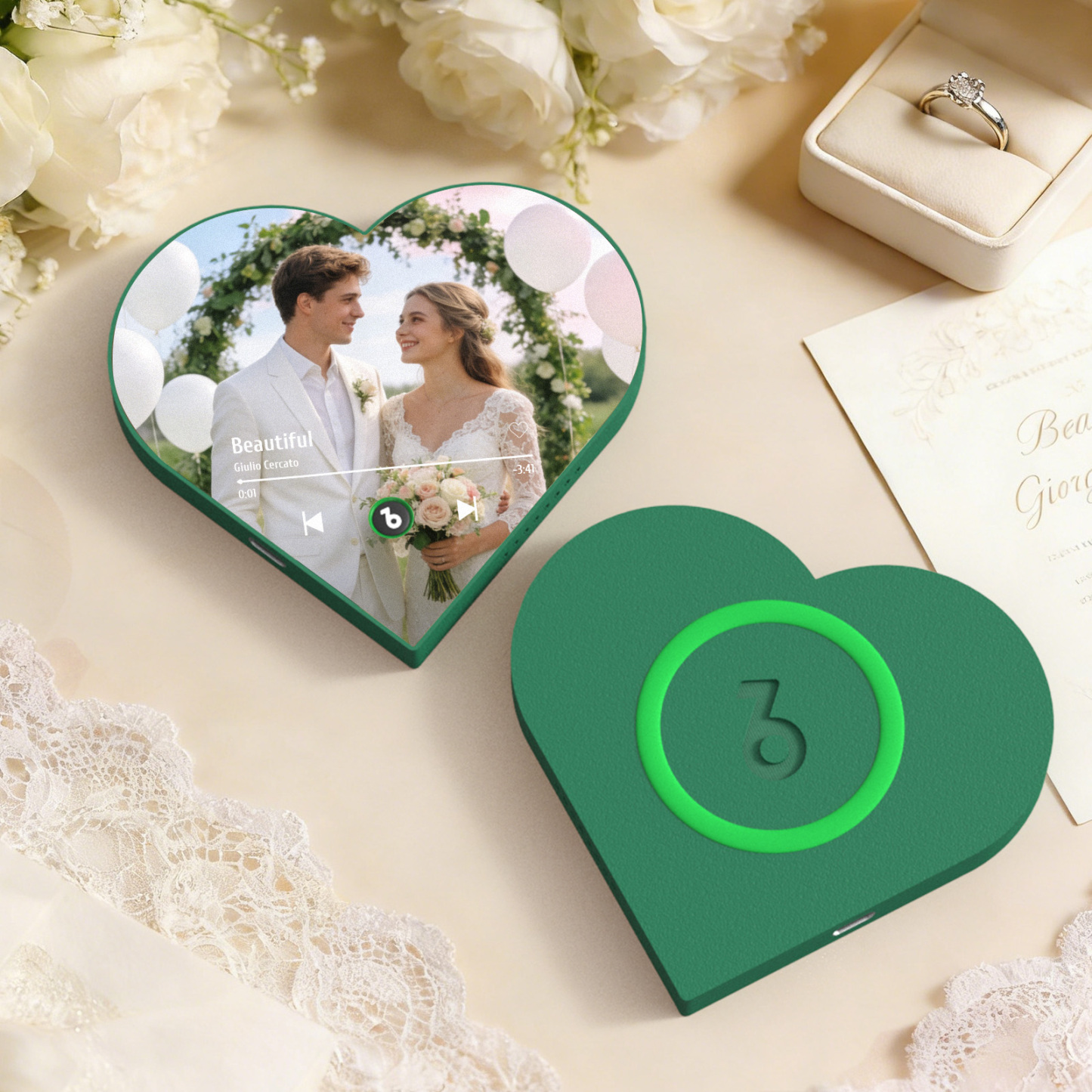 Custom Heart-Shaped Music Photo Fridge Magnet Romantic Gift for Couples Wedding Gifts