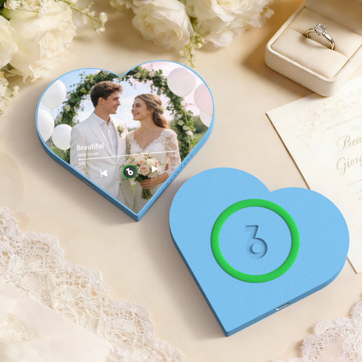 Custom Heart-Shaped Music Photo Fridge Magnet Romantic Gift for Couples Wedding Gifts