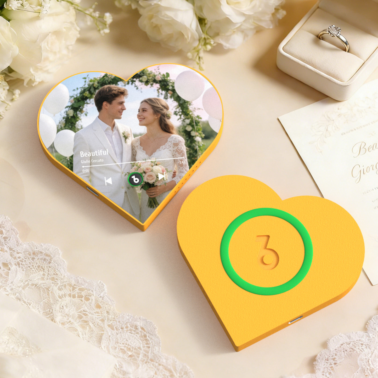 Custom Heart-Shaped Music Photo Fridge Magnet Romantic Gift for Couples Wedding Gifts