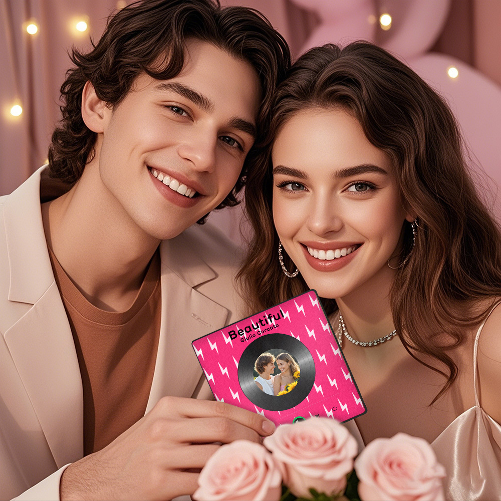 Custom Fridge Magnet Vinyl Cover Photo Music Player Fridge Magnet with Photo Valentine's Day Gifts For Couple