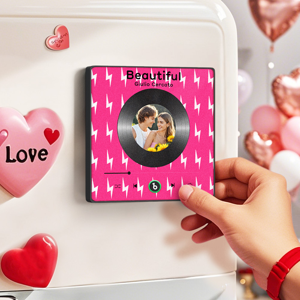 Custom Fridge Magnet Vinyl Cover Photo Music Player Fridge Magnet with Photo Valentine's Day Gifts For Couple