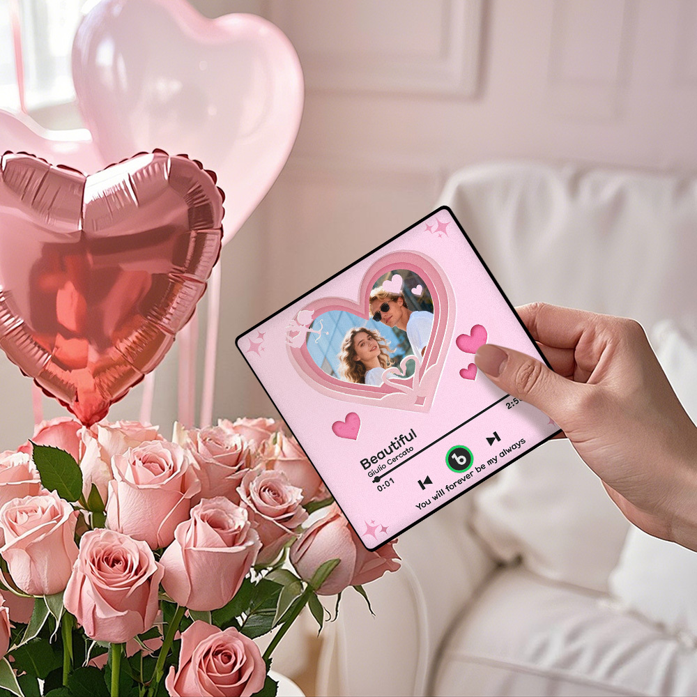 Custom Music Fridge Magnet Personalized Photo Music Gift For Valentine Best Gift For Couple