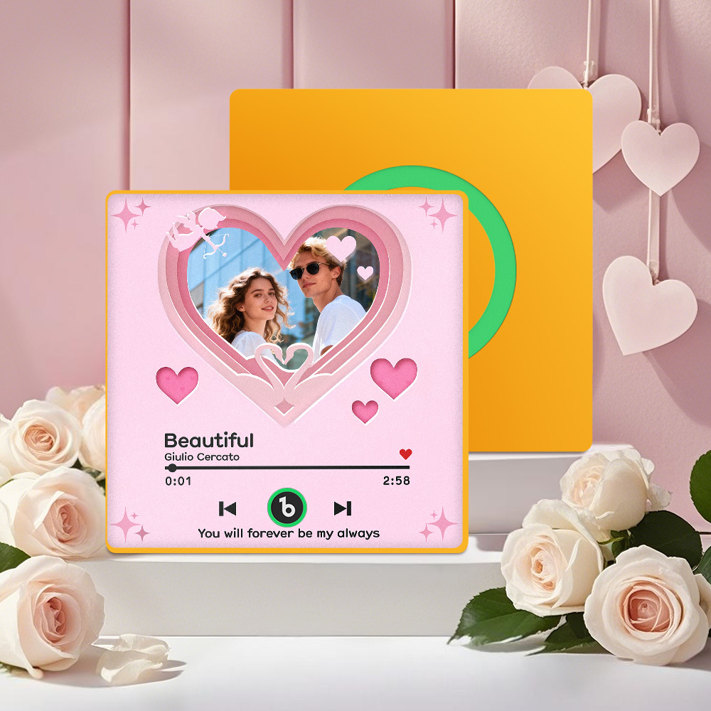 Custom Music Fridge Magnet Personalized Photo Music Gift For Valentine Best Gift For Couple