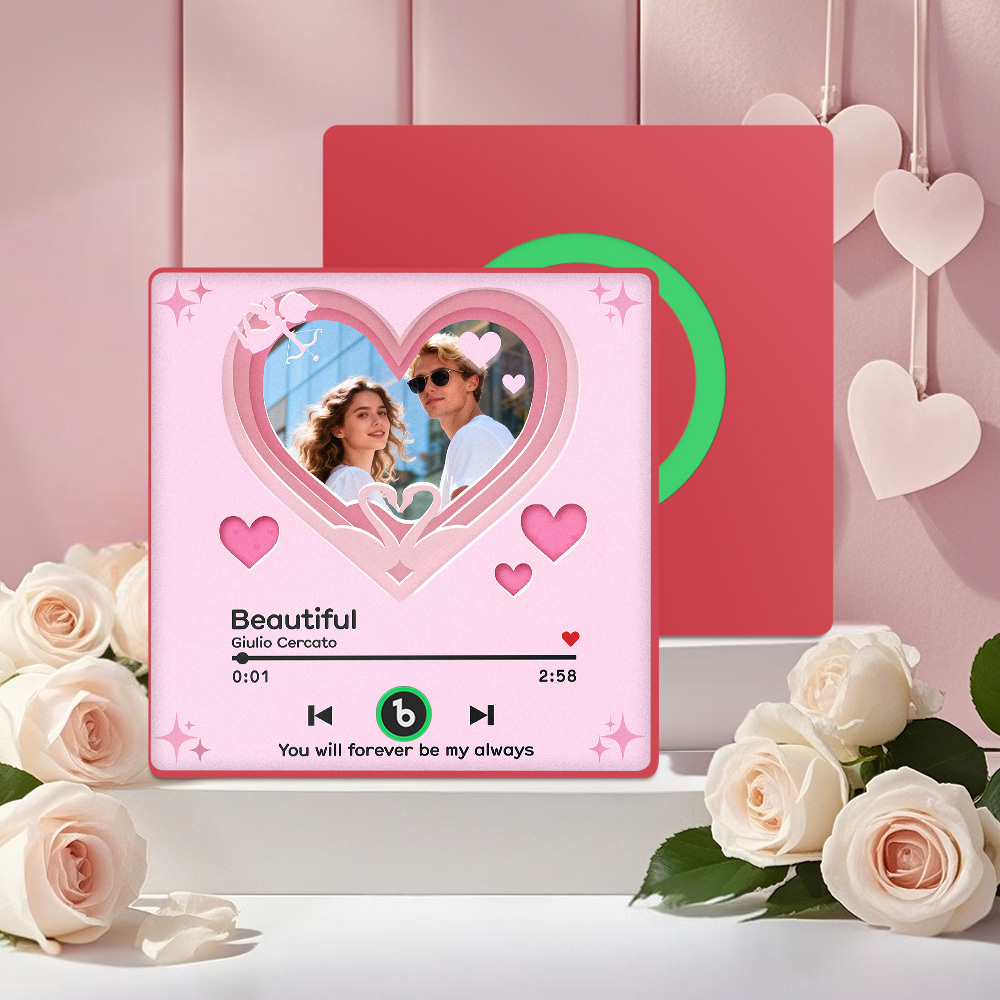 Custom Music Fridge Magnet Personalized Photo Music Gift For Valentine Best Gift For Couple