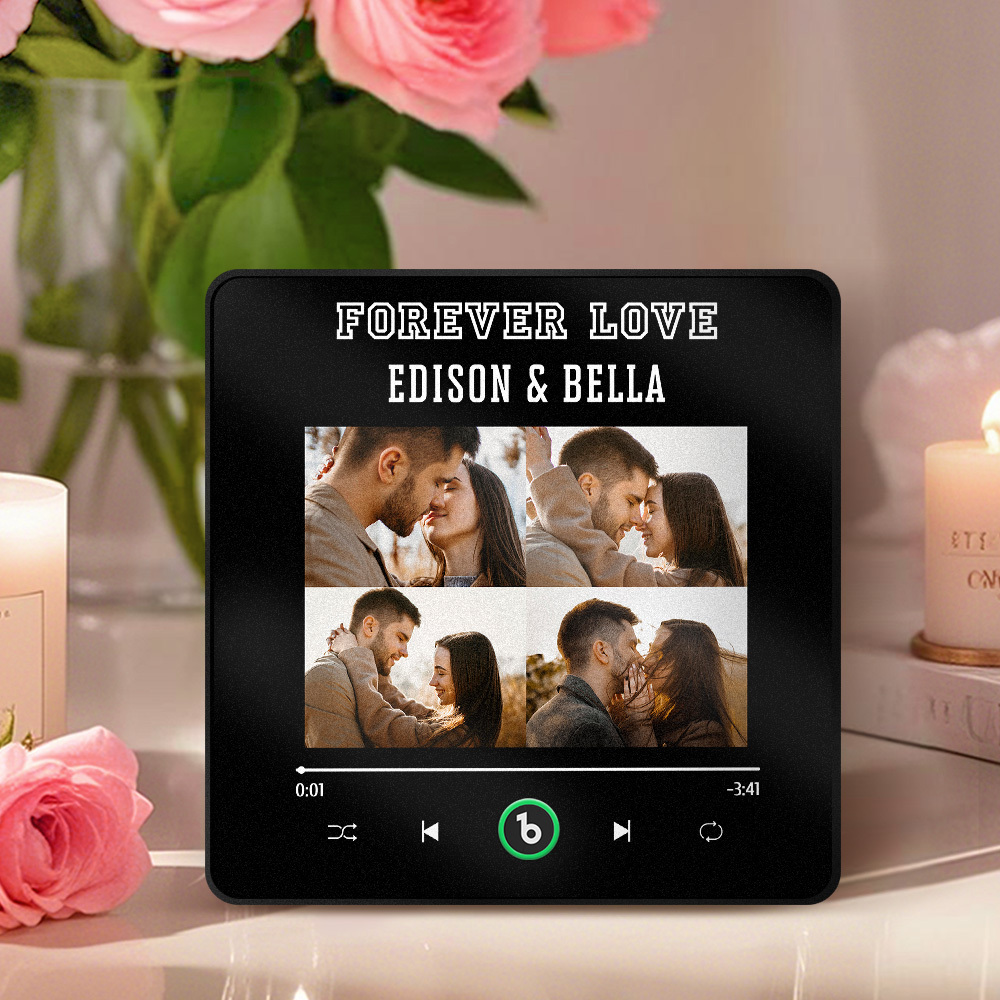 Custom Music Fridge Magnet Personalized 4 Photos Song Magnet Valentine's Day Gift Anniversary Gift for Lover