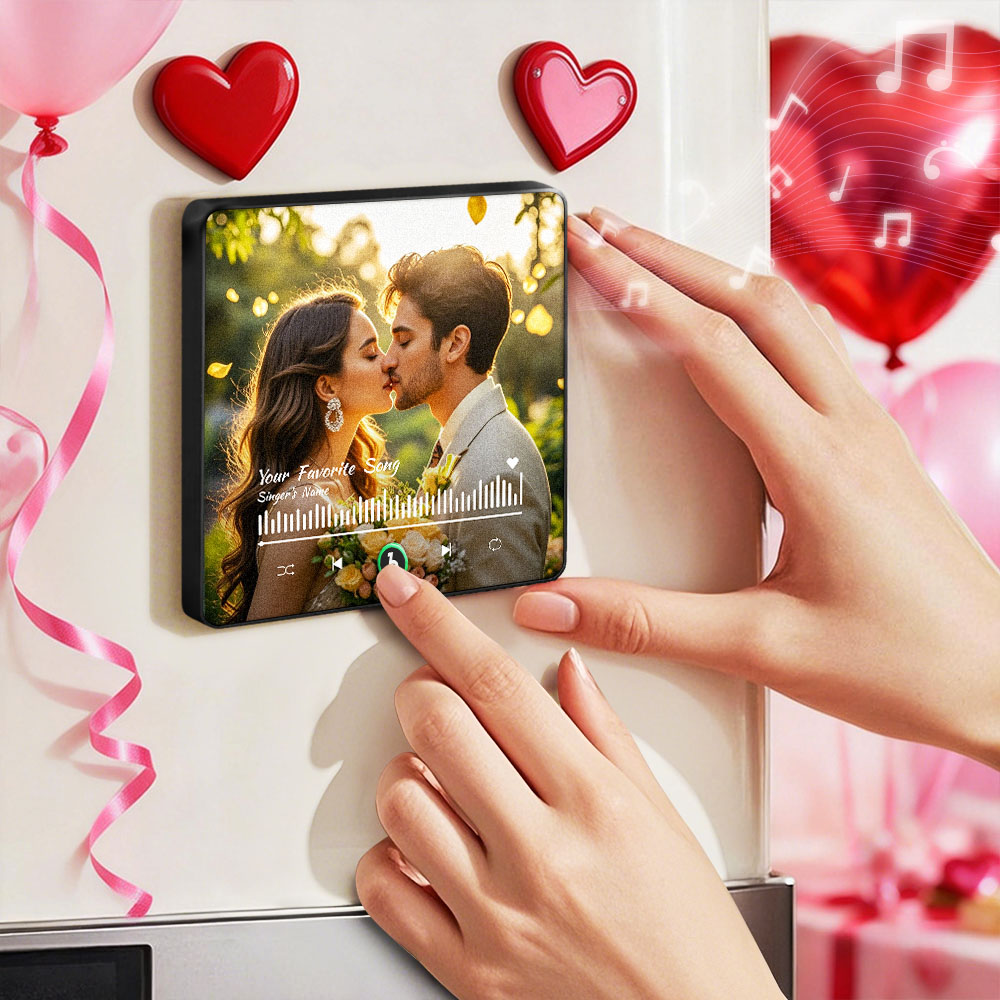 Personalized Song Fridge Magnet Custom Fridge Magnet With Music and Photo Gift for Valentine's Day