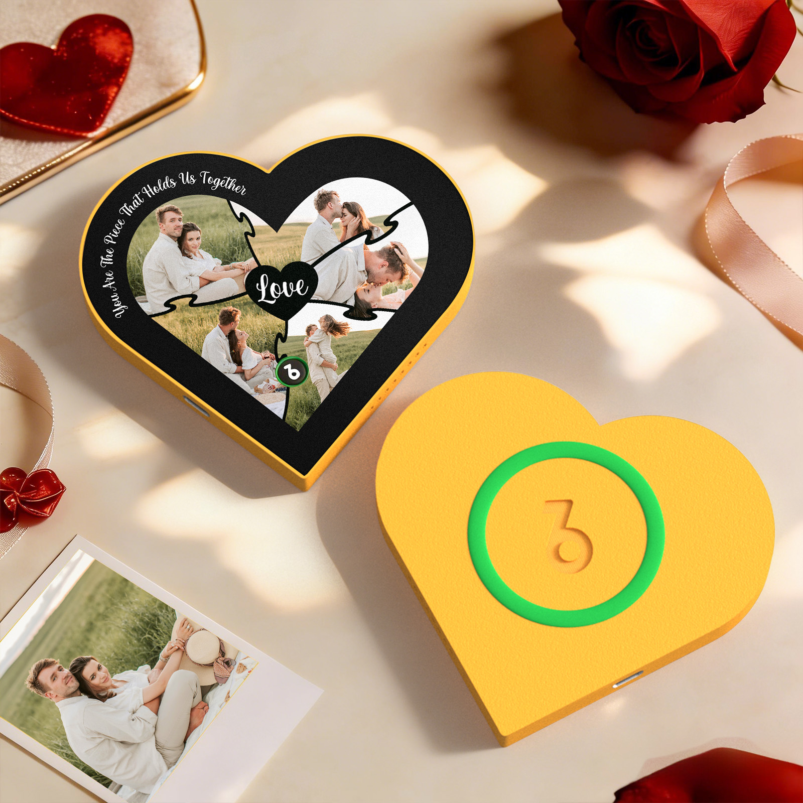 Custom Music Photo Fridge Magnet Heart-Shaped Romantic Gift for Couples Valentine's Day Gifts