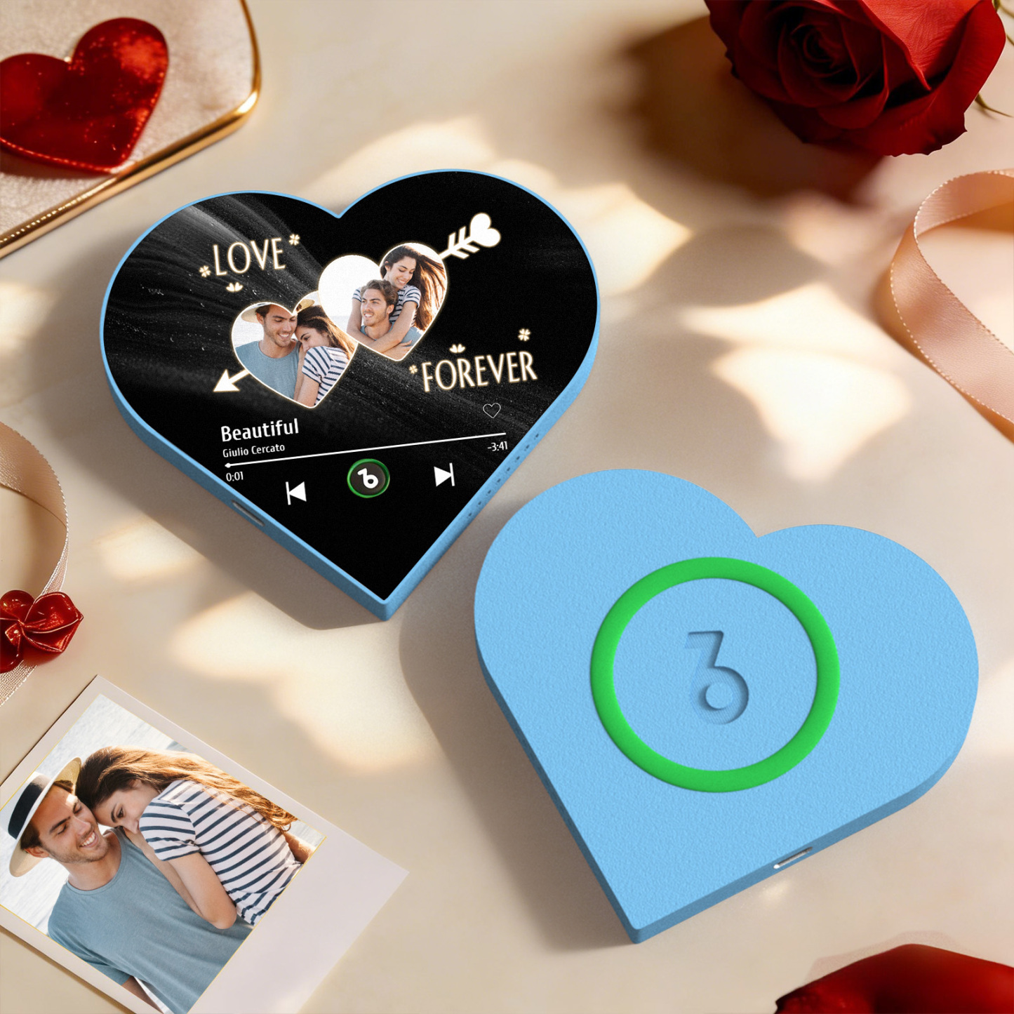 Custom Heart-Shaped Music Photo Fridge Magnet Romantic Gift for Couples Valentine's Day Gifts - Fridgebeats