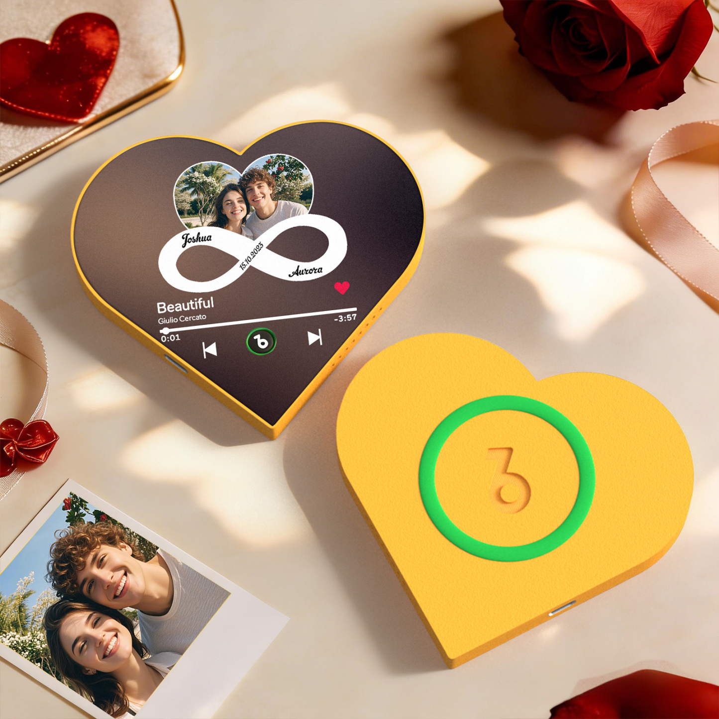 Custom Heart-Shaped Music Photo Fridge Magnet Romantic Gift for Couples Valentine's Day Gifts - Fridgebeats