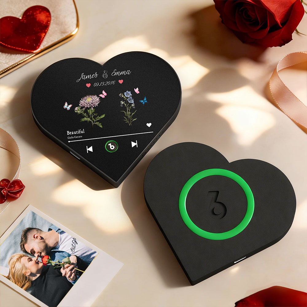 Custom Heart-Shaped Music Photo Fridge Magnet Romantic Gift for Couples Valentine's Day Gifts - Fridgebeats