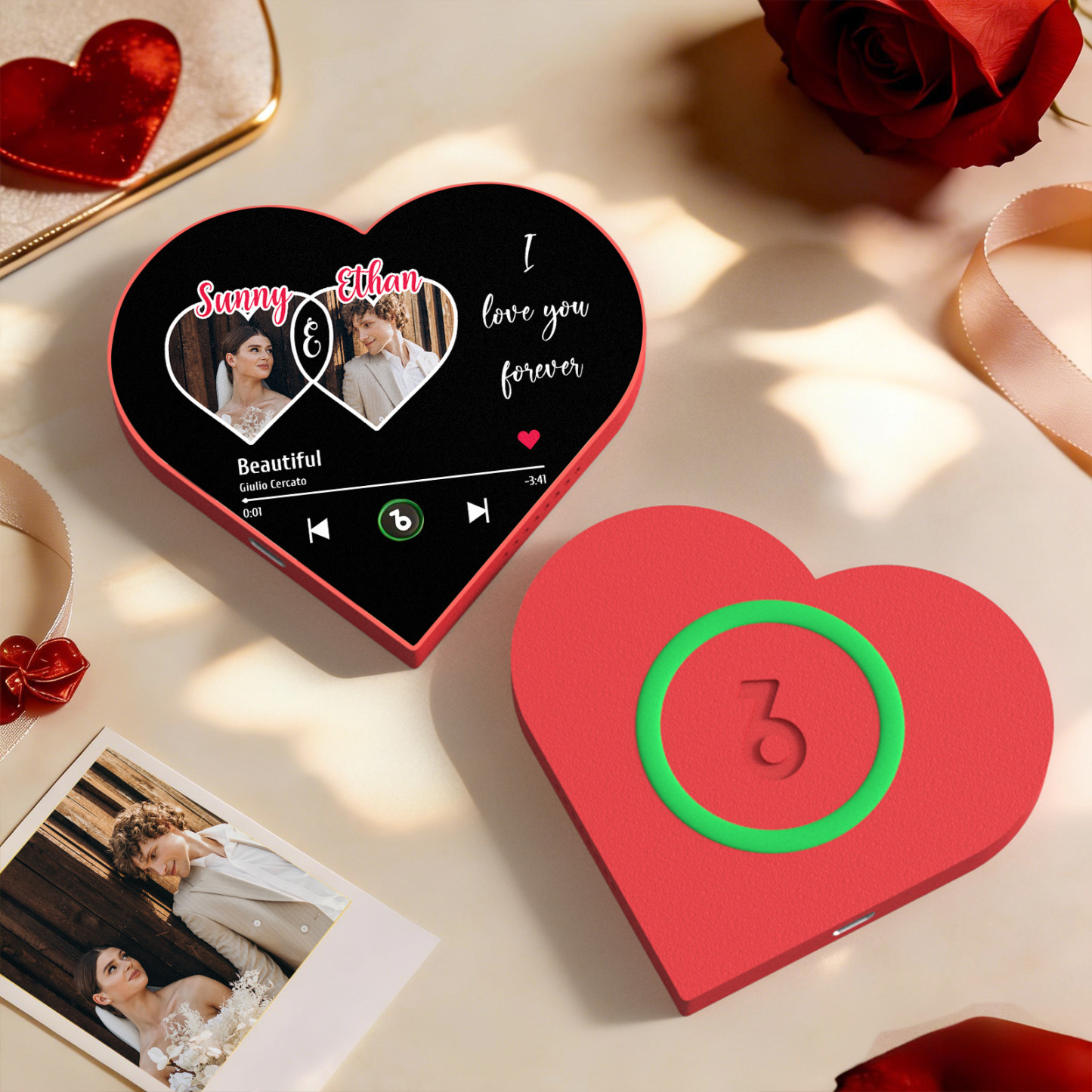 Custom Heart-Shaped Music Photo Fridge Magnet Romantic Gift for Couples Valentine's Day Gifts - Fridgebeats