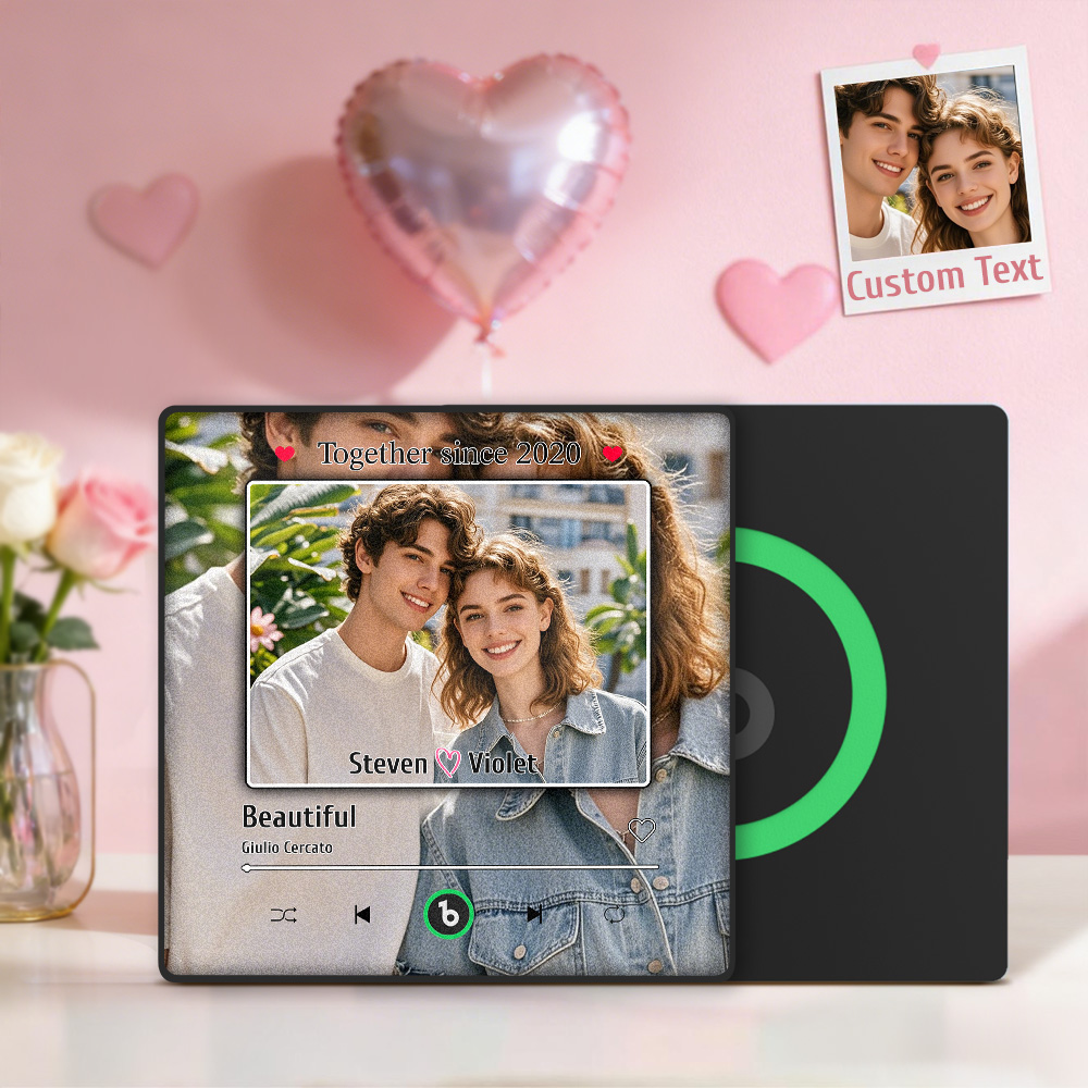 Custom Music Fridge Magnet Personalized Photo Song Magnet Valentine's Day Anniversary Gift for Couple
