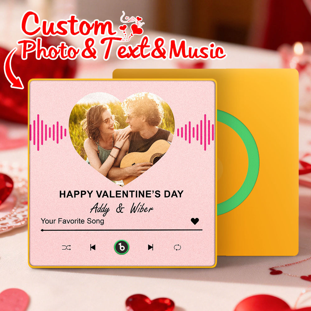 Custom Photo Music Fridge Magnet Personalized Photo Magnet With Music Valentine's Day Gift