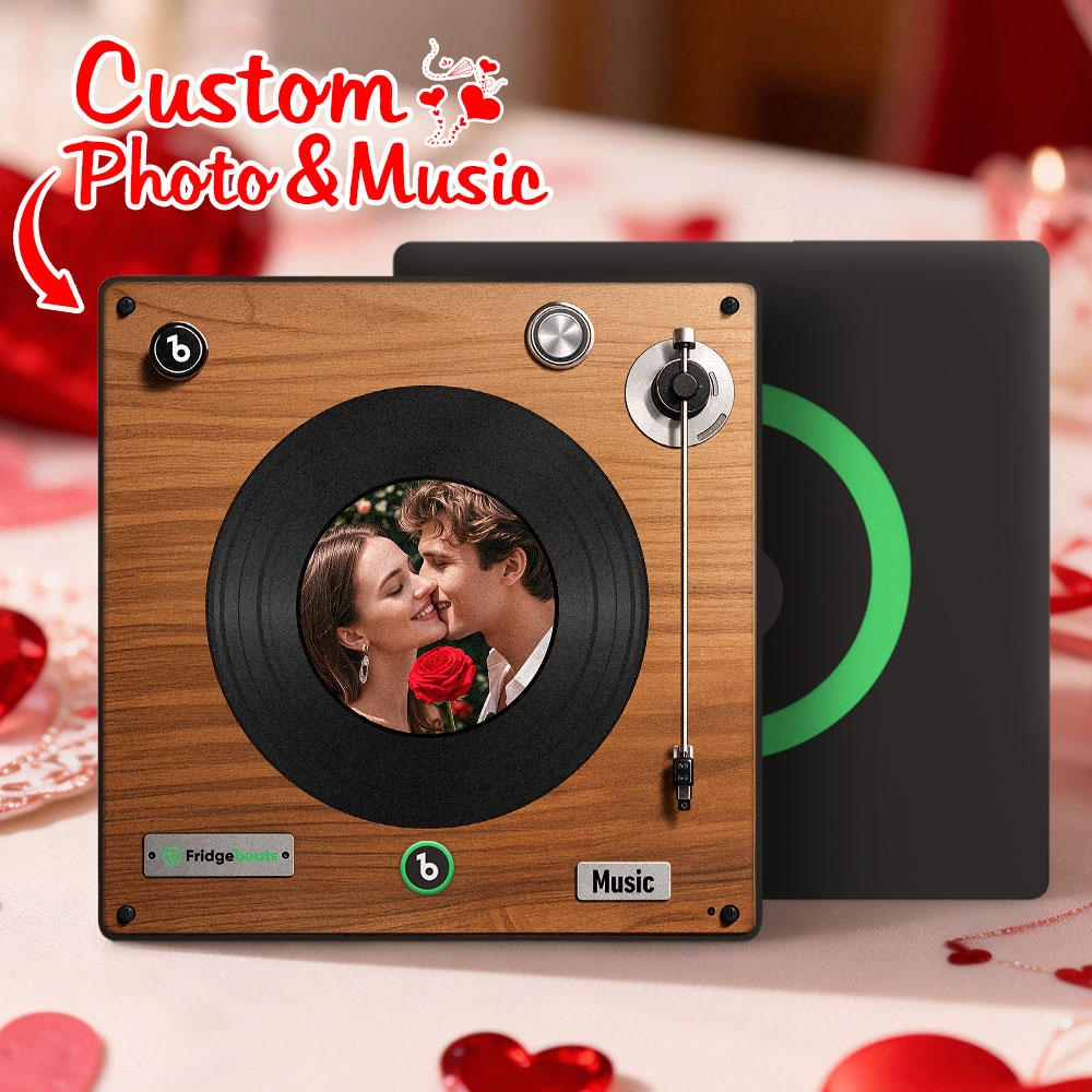 Custom Music Fridge Magnet Personalized Whole Song Photo Frame with Music Personalized Vinyl Record Picture Frame Valentine's Day Gifts for Boyfriend