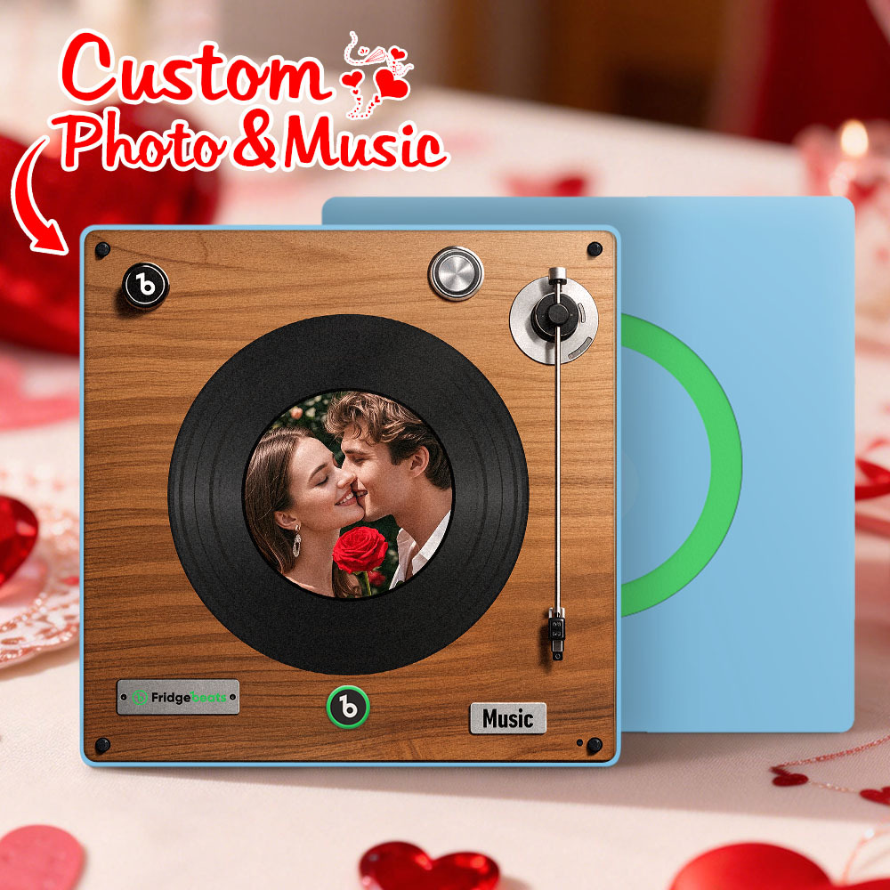 Custom Music Fridge Magnet Personalized Whole Song Photo Frame with Music Personalized Vinyl Record Picture Frame Valentine's Day Gifts for Boyfriend