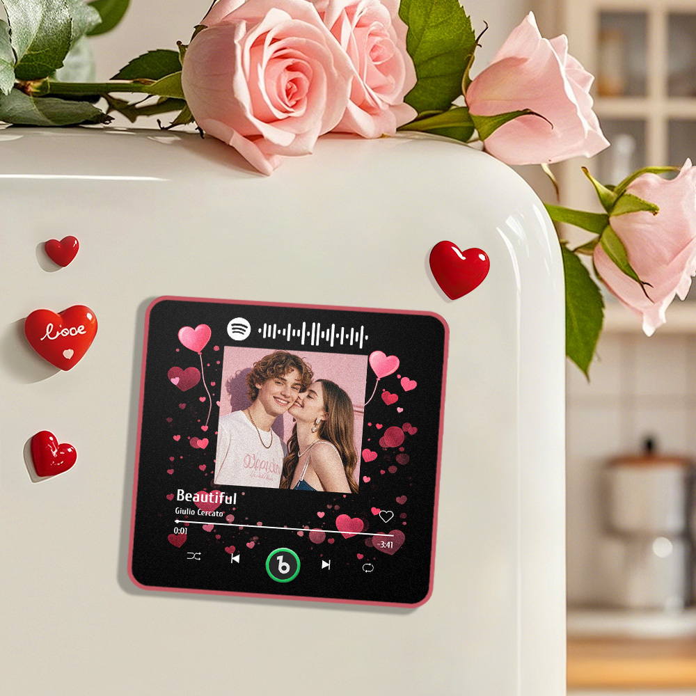 Customized Couple Photo Music Fridge Magnet Valentines Gift Personalized Refrigerator Magnets Gift For Her