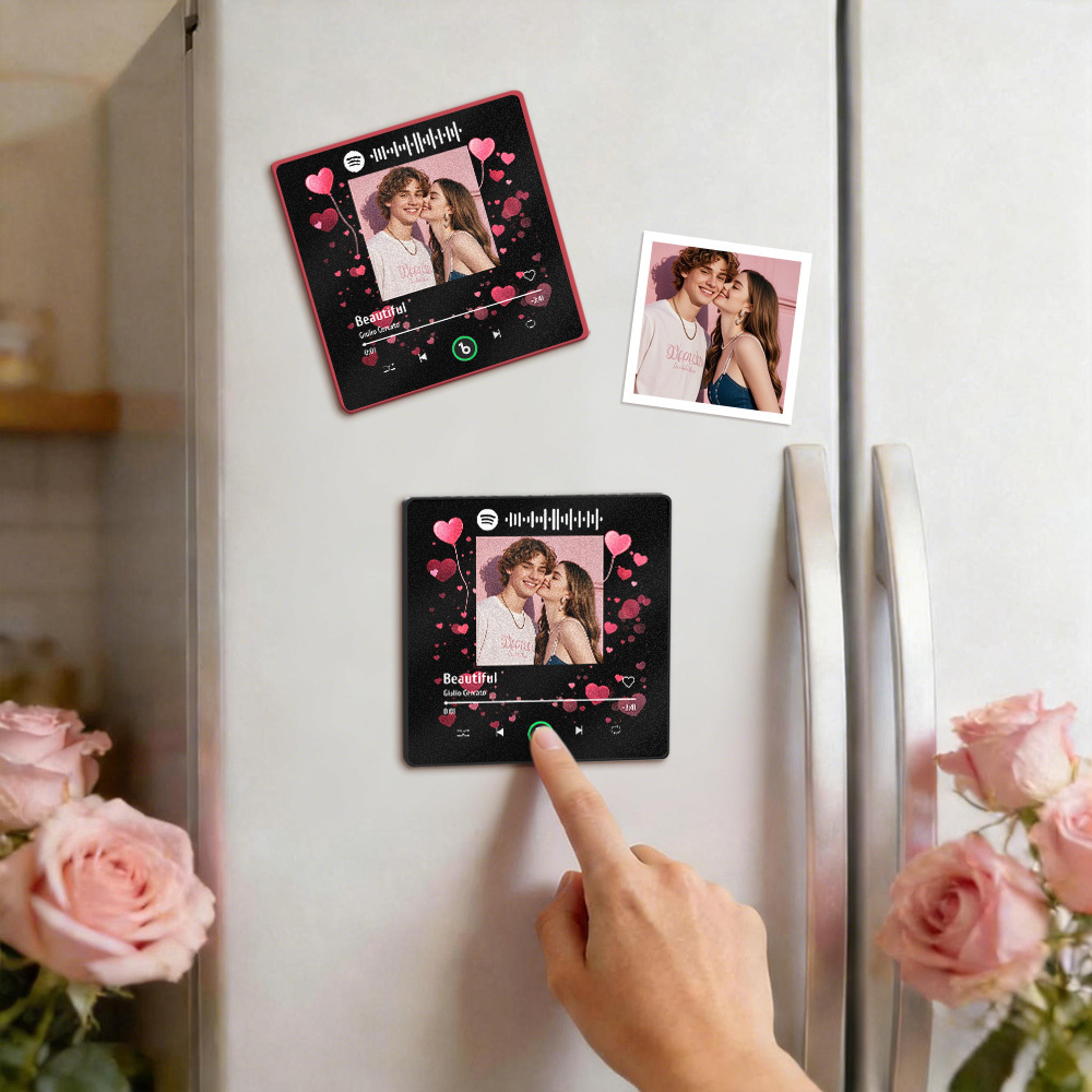 Customized Couple Photo Music Fridge Magnet Valentines Gift Personalized Refrigerator Magnets Gift For Her