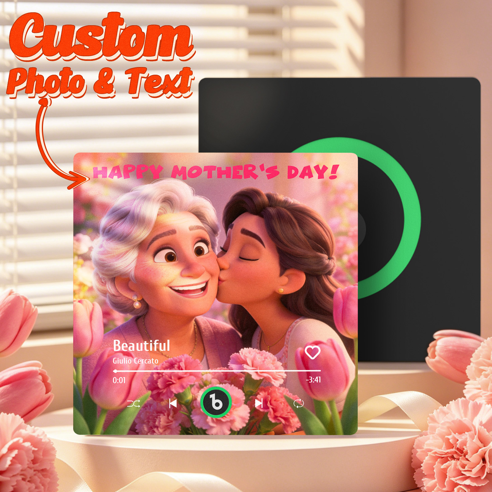 Customized Mother's Day Refrigerator Music Fridge Magnet - Turn Mom’s Favorite Song into a Glowing Memory