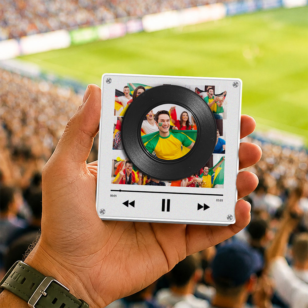 Personalized Vinyl Record Music Fridge Magnet – Custom Photo & Song Playback Magnet, Retro Music Wall Decor Gift for Fans