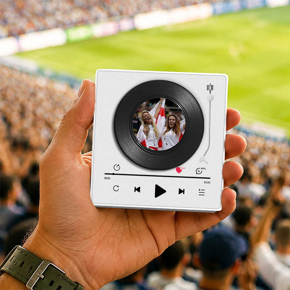Personalized Vinyl Record Music Fridge Magnet – Custom Photo & Song Playback Magnet, Retro Music Wall Decor Gift for Fans