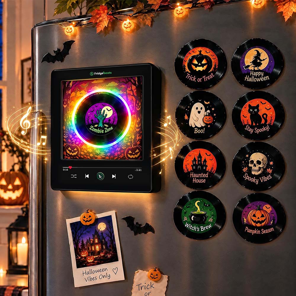 Halloween NFC Music Fridge Magnet Set - Spooky Vibes Playlist for Kitchen Decor & Gift