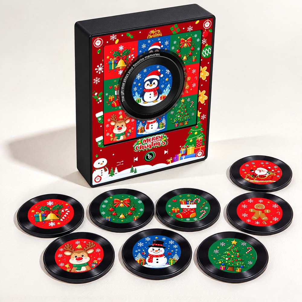 Christmas Gifts Personalized Photo & Music Vinyl Fridge Magnet with Rotating Record– Custom Record with Dynamic LED Light Fridgebeats V6.0