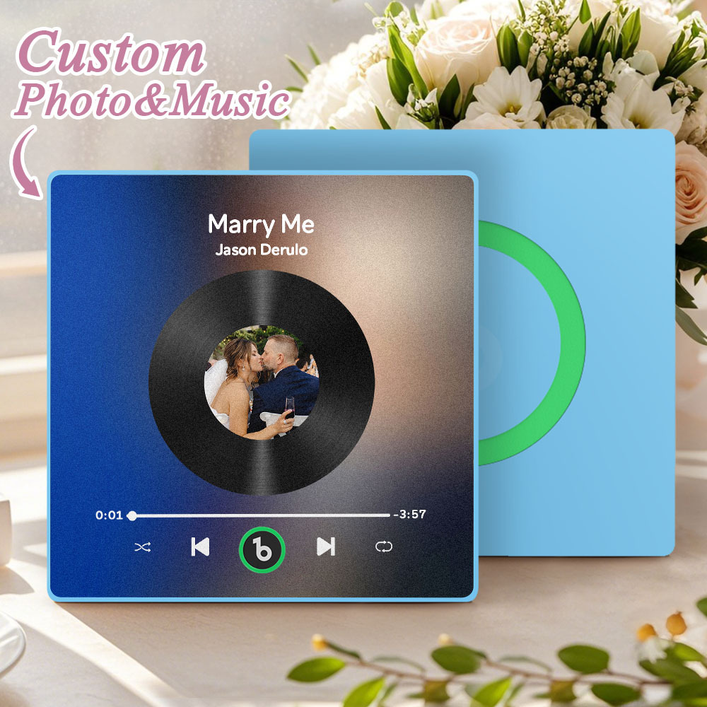 Custom Music Fridge Magnet Custom Colorful Frame Album Fridge Magnet Music Wall Photo Sticker Song Magnets That Can Play Music Wedding Gifts for Her