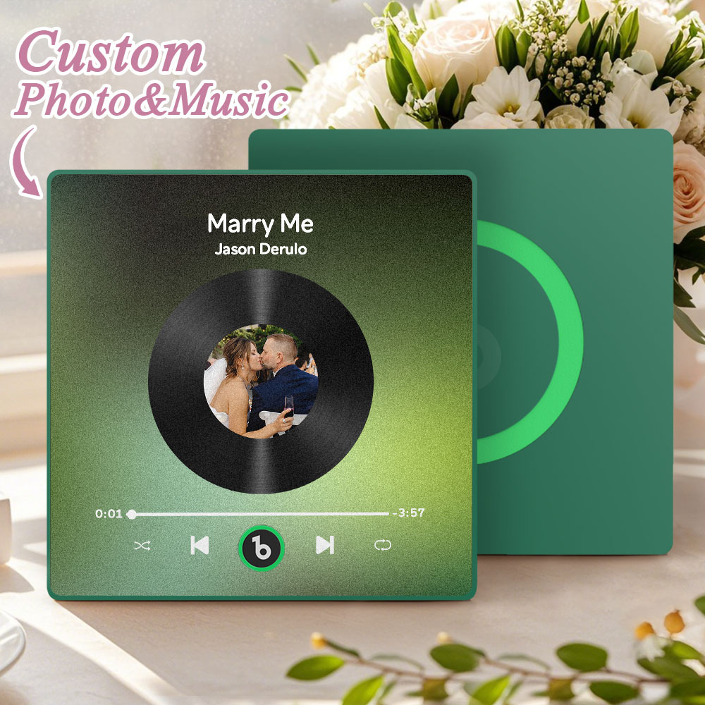 Custom Music Fridge Magnet Custom Colorful Frame Album Fridge Magnet Music Wall Photo Sticker Song Magnets That Can Play Music Wedding Gifts for Her