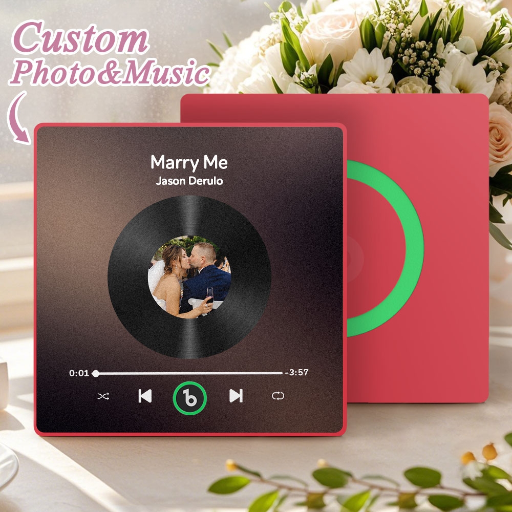 Custom Music Fridge Magnet Custom Colorful Frame Album Fridge Magnet Music Wall Photo Sticker Song Magnets That Can Play Music Wedding Gifts for Her