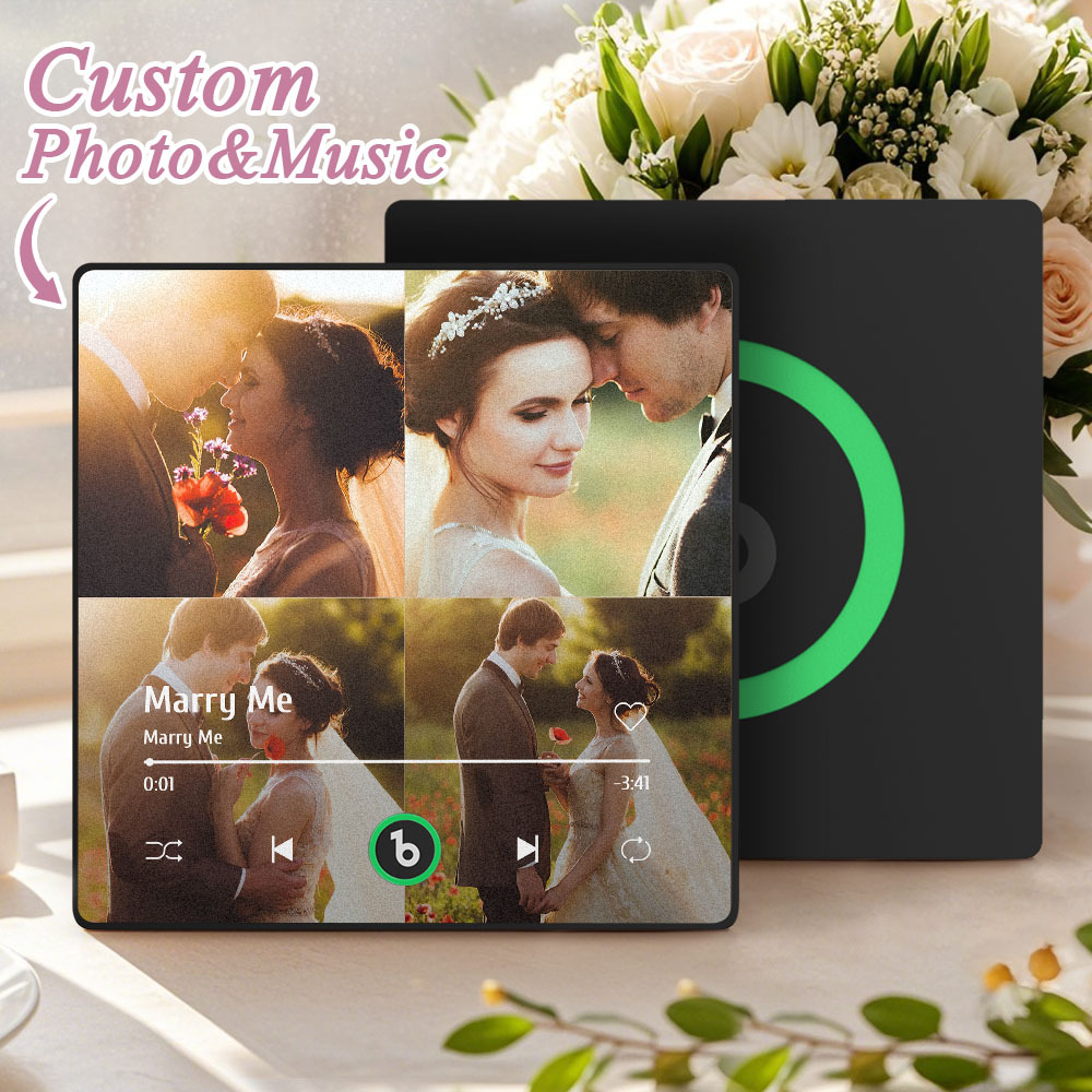 Custom Music Multiple Photo Fridge Magnet Personalized 4 Photo Music F