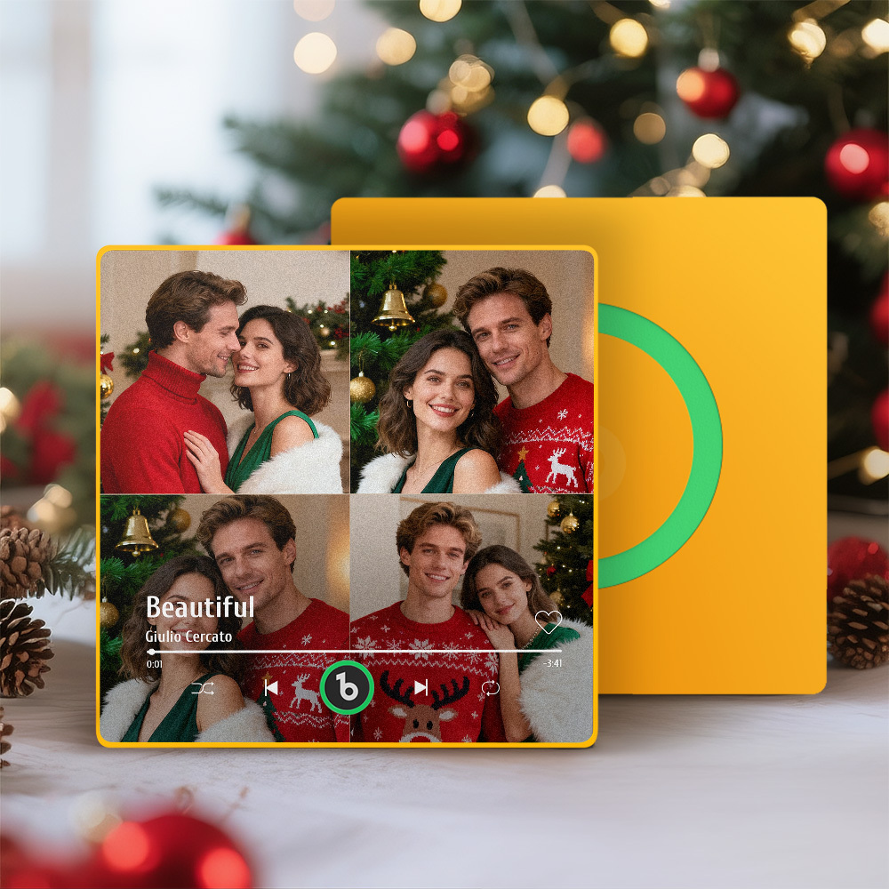 Custom Music Multiple Photo Fridge Magnet Personalized 4 Photo Music Fridge Magnet That Can Play Music Without Cellphone Supports Bluetooth Connectivity Christmas Gifts for Him