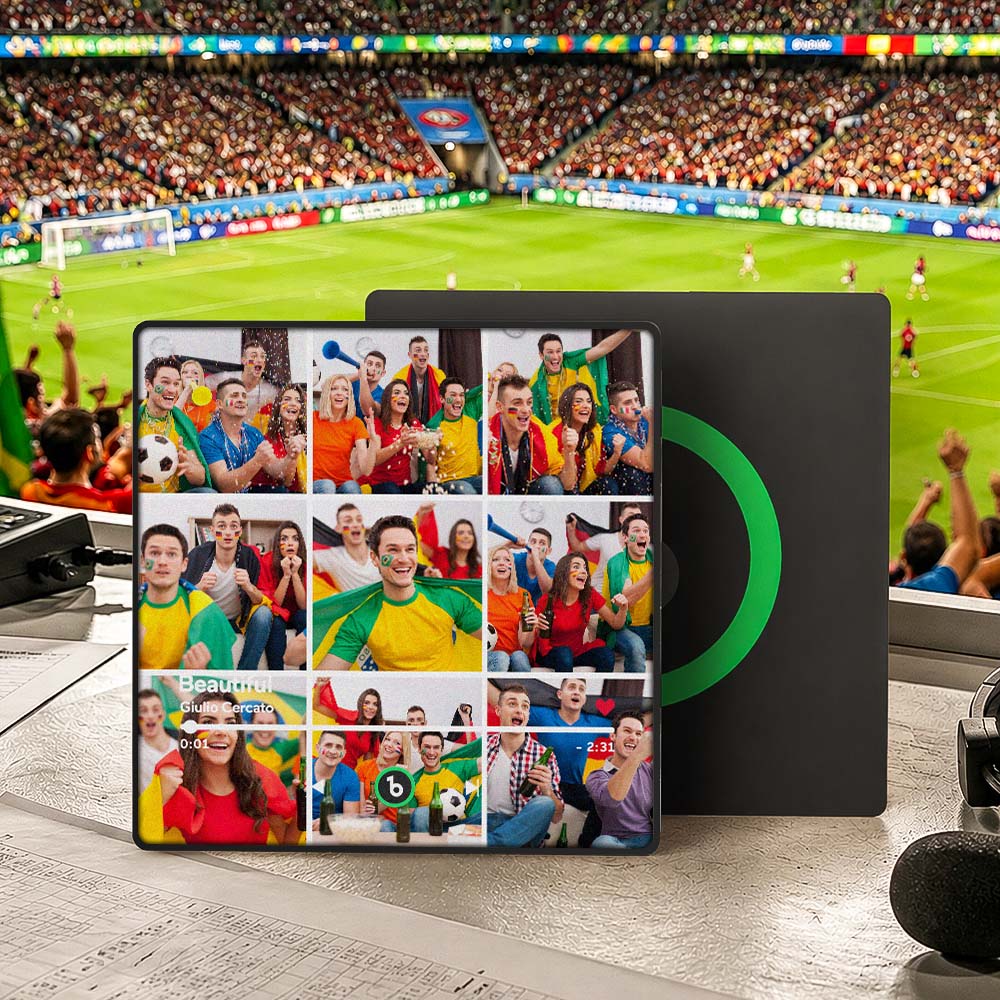 Global Football Festival Personalized Music Fridge Magnet Colorful Frame New 4.0 Upgrade Album Fridge Magnet Can Play Songs Gift for Couple Can Upload Your Music