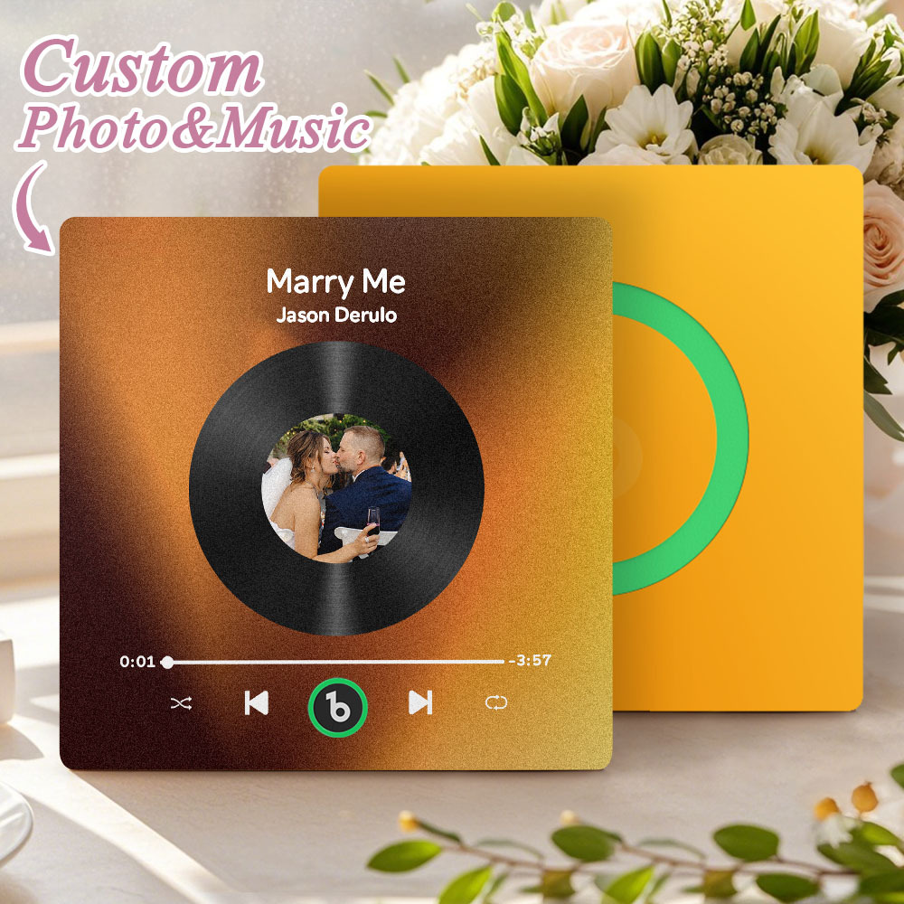 Custom Music Fridge Magnet Custom Colorful Frame Album Fridge Magnet Music Wall Photo Sticker Song Magnets That Can Play Music Wedding Gifts for Her