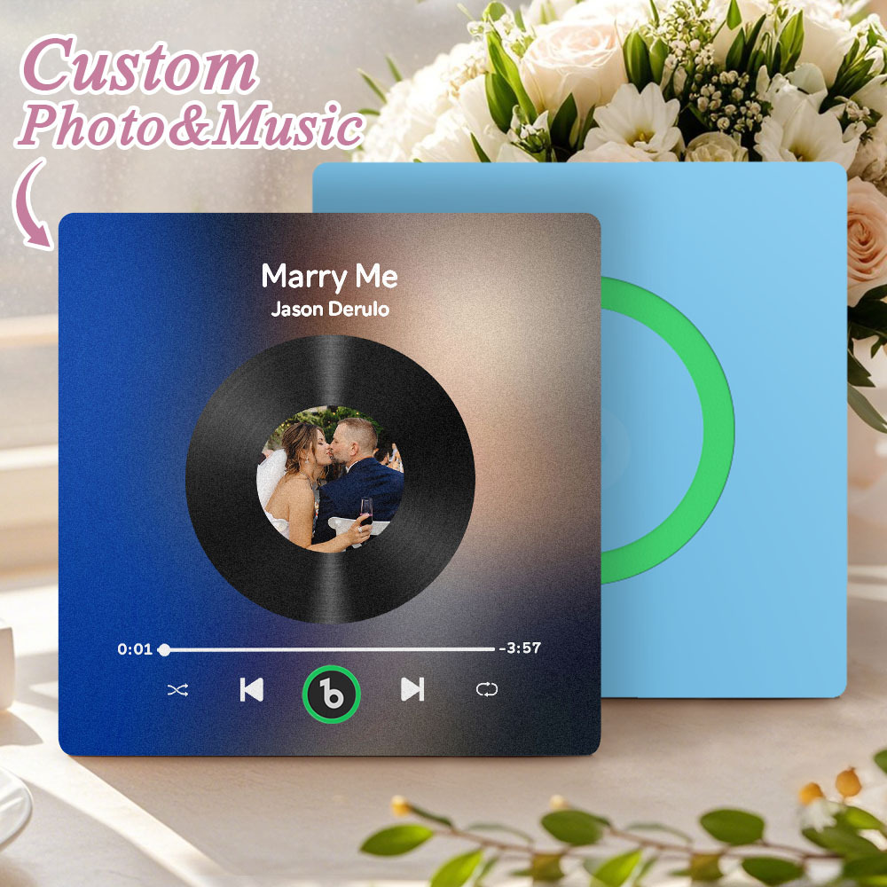 Custom Music Fridge Magnet Custom Colorful Frame Album Fridge Magnet Music Wall Photo Sticker Song Magnets That Can Play Music Wedding Gifts for Her