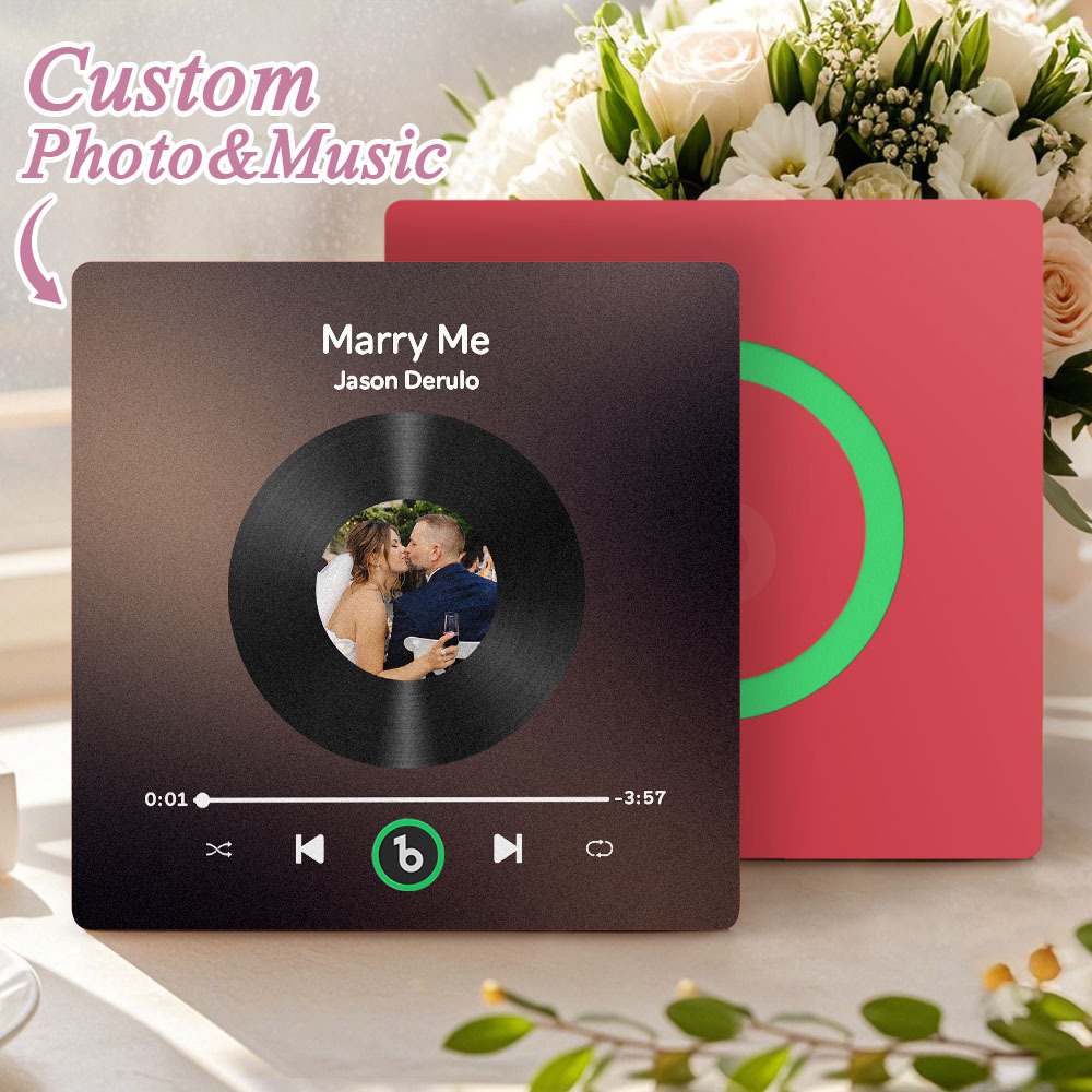 Custom Music Fridge Magnet Custom Colorful Frame Album Fridge Magnet Music Wall Photo Sticker Song Magnets That Can Play Music Wedding Gifts for Her