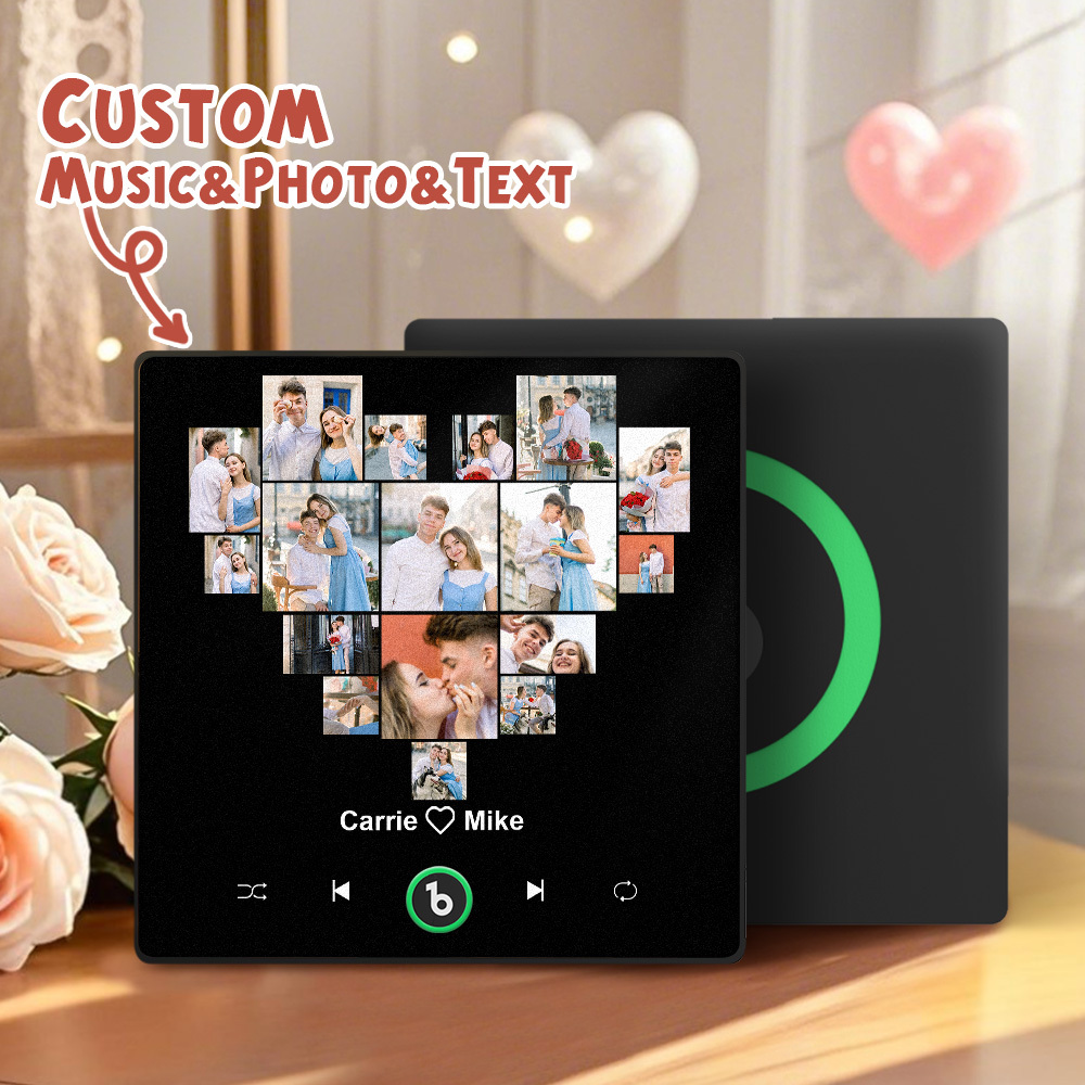 Custom Music And Photo Fridge Magnet Personalized Heart Fridge Magnet for Valentine's Day