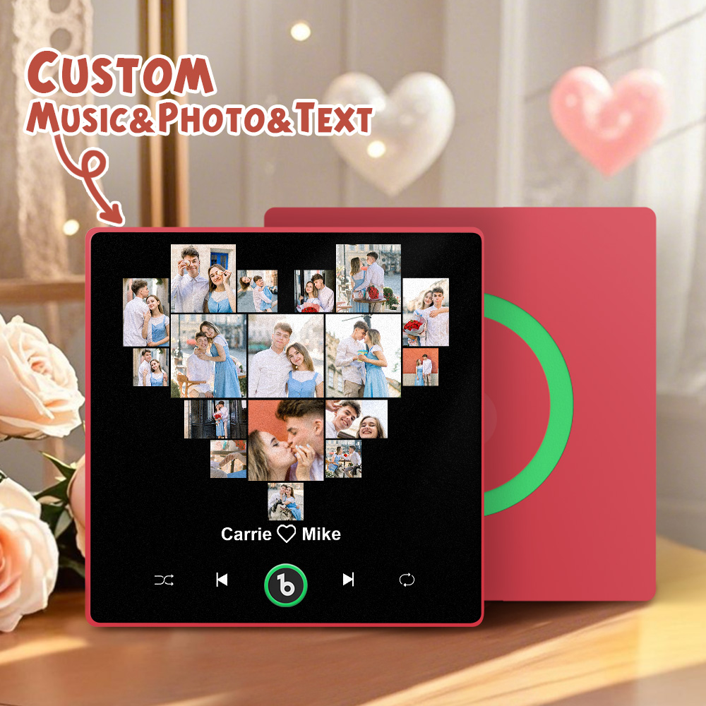 Custom Music Multiple Photo Fridge Magnet Personalized Multiple Photo Music Fridge Magnet That Can Play Music Without Cellphone Supports Bluetooth Connectivity Valentine's Day Gift for Couple