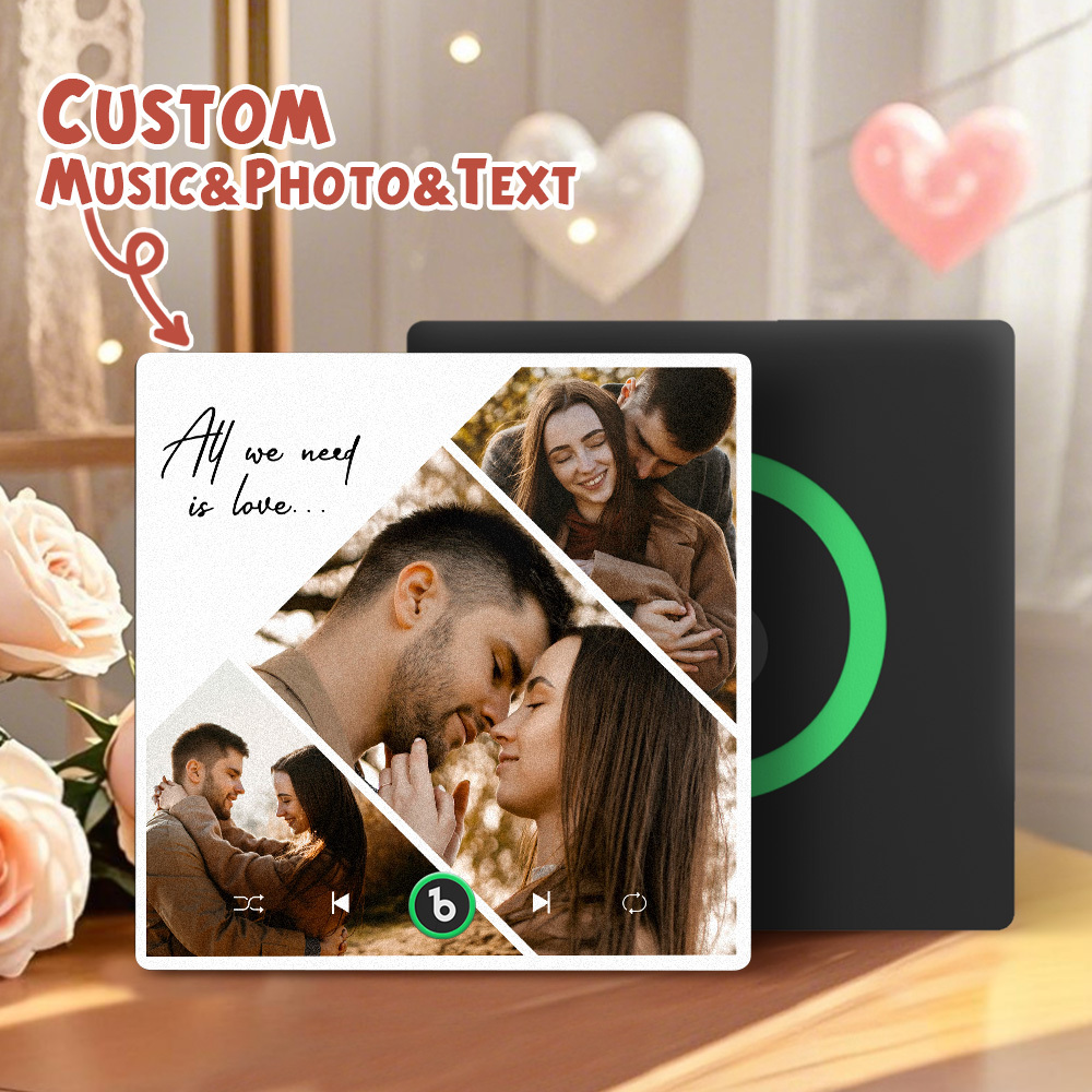Custom Music Fridge Magnets Valentine's Day Gifts Custom Music Fridge Magnet Colorful Frame Album Fridge Magnet Can Play Songs Gift for Couple - Fridgebeats