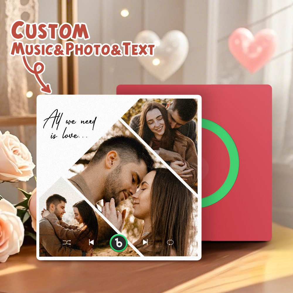 Custom Music Fridge Magnets Valentine's Day Gifts Custom Music Fridge Magnet Colorful Frame Album Fridge Magnet Can Play Songs Gift for Couple - Fridgebeats