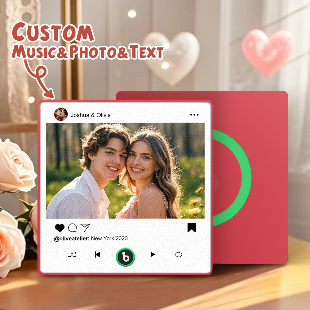 Custom Music Fridge Magnets Valentine's Day Gifts Custom Music Fridge Magnet Colorful Frame Album Fridge Magnet Can Play Songs Gift for Couple - Fridgebeats