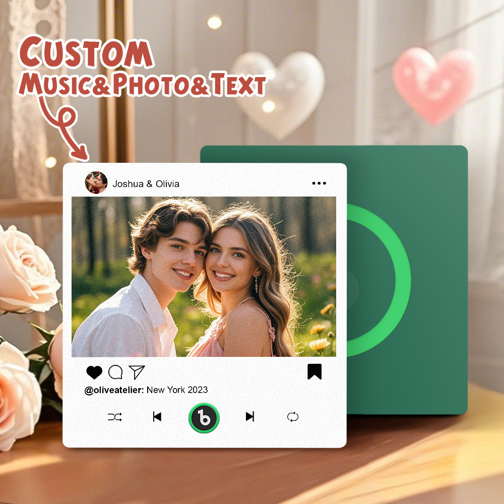 Custom Music Fridge Magnets Valentine's Day Gifts Custom Music Fridge Magnet Colorful Frame Album Fridge Magnet Can Play Songs Gift for Couple - Fridgebeats