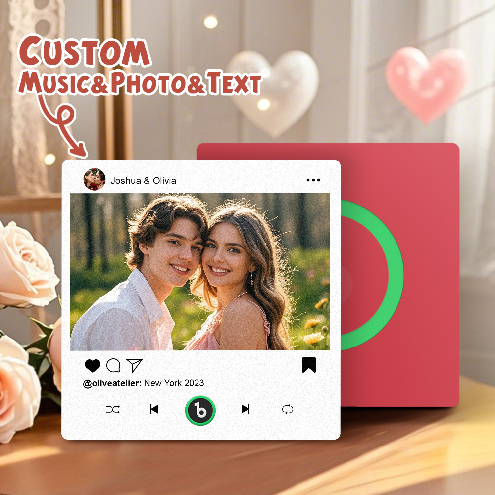 Custom Music Fridge Magnets Valentine's Day Gifts Custom Music Fridge Magnet Colorful Frame Album Fridge Magnet Can Play Songs Gift for Couple - Fridgebeats